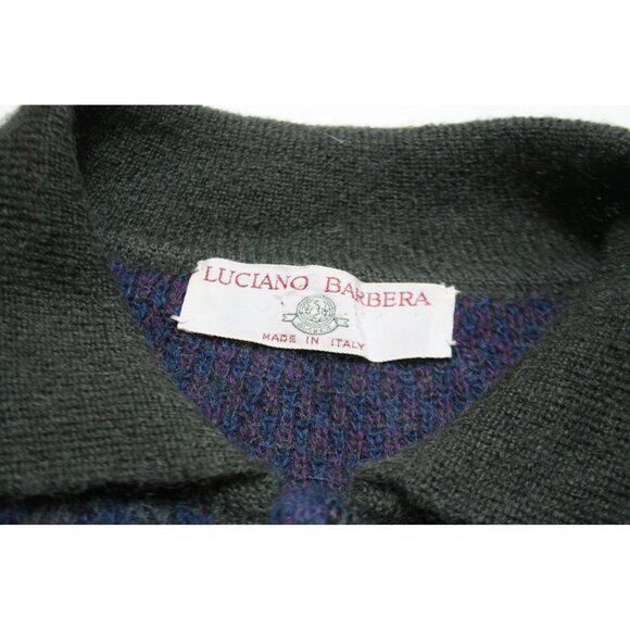 VTG Luciano Barbera Mens Mohair Wool Grandpa Sweater Size 50 (L) Italy Argyle - Picture 2 of 8